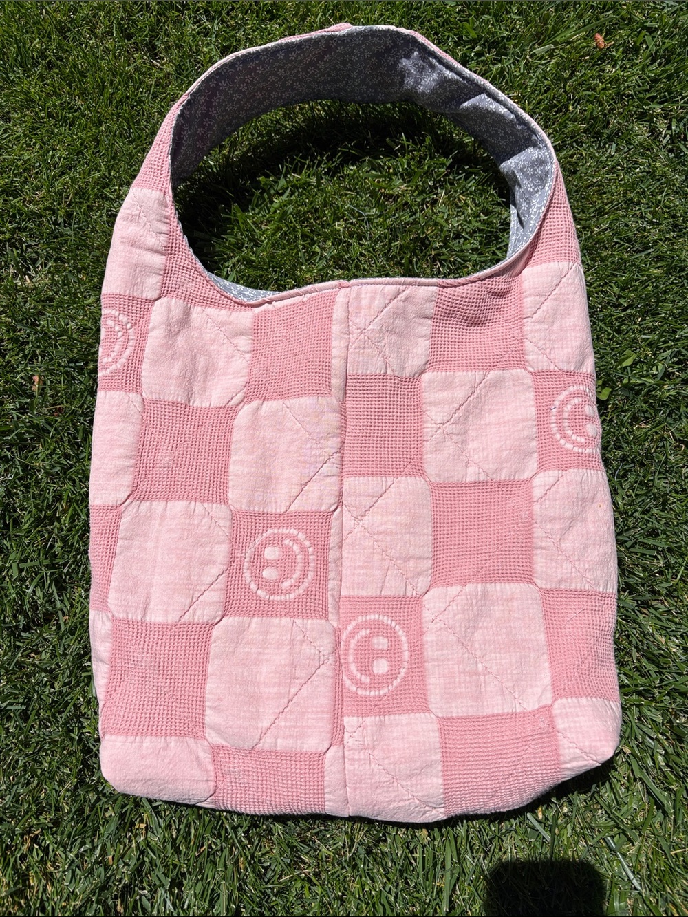 Quilted Pink Patchwork Tote Bag,Handmade